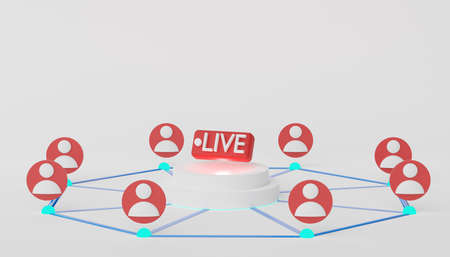 3d render Live network connection to device. User interface for web banner and mock up. Symbol of...