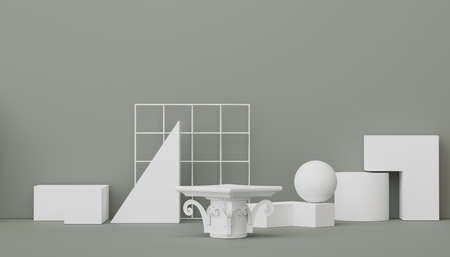 3d render display podium for product and cosmetic presentation. Minimal scene for advertising. Abstract clean background for web banner and mock up.の写真素材