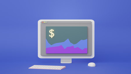 3d render SEO data an analytics. User interface for web banner and mock up. Business graph chart for...