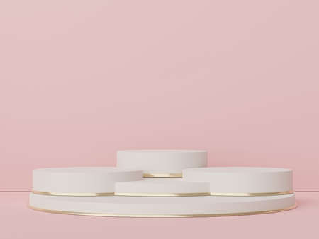 3d render display podium for product and cosmetic presentation. Minimal scene for advertising. Abstract clean background for web banner and mock up.の写真素材