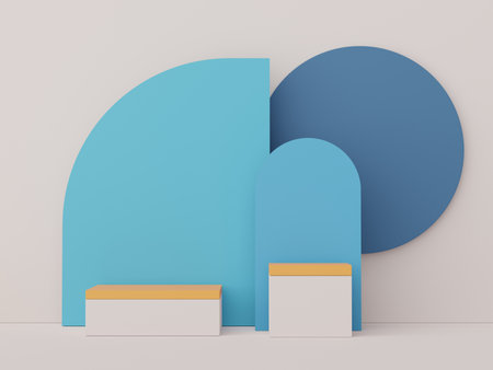 3d render display podium for product and cosmetic presentation. Minimal scene for advertising. Abstract clean background for web banner and mock up.の写真素材
