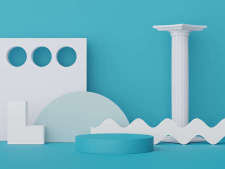 3d render display podium for product and cosmetic presentation. Minimal scene for advertising. Abstract clean background for web banner and mock up.の写真素材