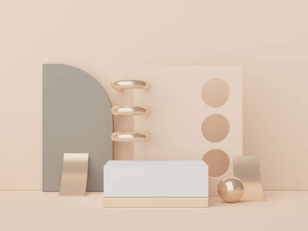 3d render display podium for product and cosmetic presentation. Minimal scene for advertising. Abstract clean background for web banner and mock up.の写真素材
