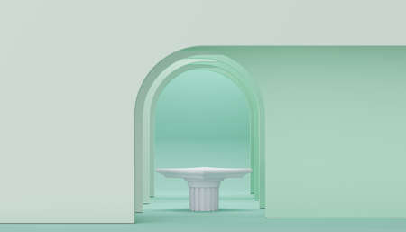 3d render display podium for product and cosmetic presentation. Minimal scene for advertising. Abstract clean background for web banner and mock up.の写真素材