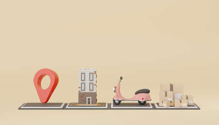 3d render of brown cardboard boxes parcel for mock up and creative design. Shopping online concept....