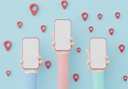 3d render Minimal hand holding mini mobile phone or smartphone for work with white copy space for...