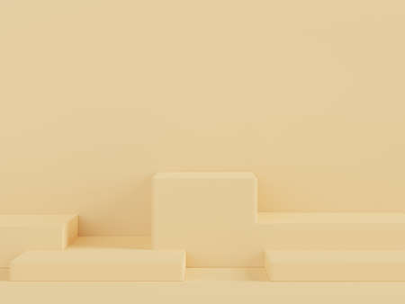Podium for product placement with Retro modern and contemporary design. 3d rendering minimal scene for mock up and showing brand. Pedestal platform for cosmetic advertise.の写真素材
