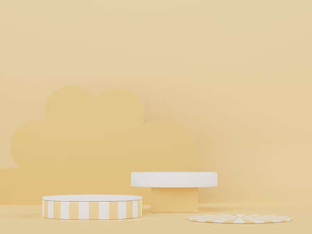 Podium for product placement with Retro modern and contemporary design. 3d rendering minimal scene for mock up and showing brand. Pedestal platform for cosmetic advertise.の写真素材
