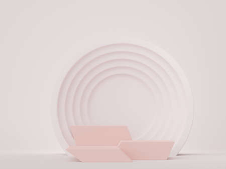 Podium for product placement with Retro modern and contemporary design. 3d rendering minimal scene for mock up and showing brand. Pedestal platform for cosmetic advertise.の写真素材