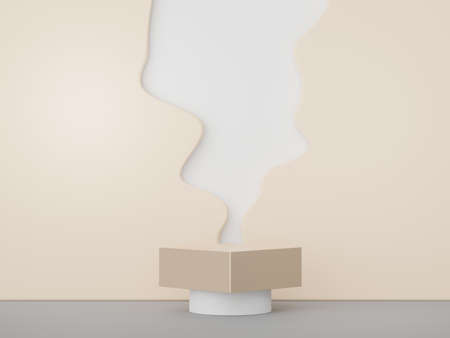 Podium for product placement with Retro modern and contemporary design. 3d rendering minimal scene for mock up and showing brand. Pedestal platform for cosmetic advertise.の写真素材