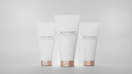 3d render of blank cosmetics skincare product or packaging for mock up. Beauty soap and spa concept. Lotion oil moisture for skin health. Premium and luxury design for branding.の写真素材