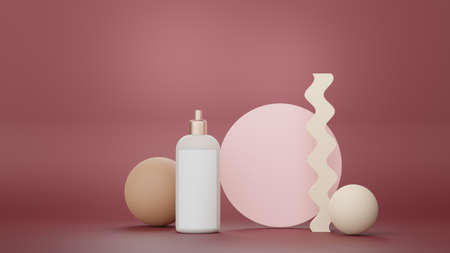 3d render of blank cosmetics skincare product or packaging for mock up. Beauty soap and spa concept. Lotion oil moisture for skin health. Premium and luxury design for branding.の写真素材