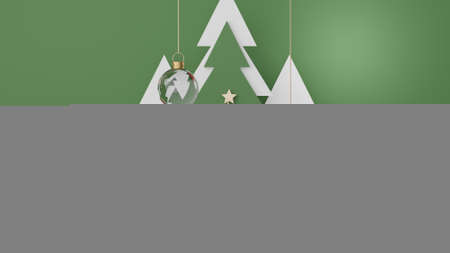 3d Display Podium for product and cosmetic presentation with Merry Christmas and Happy new year concept. Modern geometric. Platform for mock up and showing brand.の写真素材