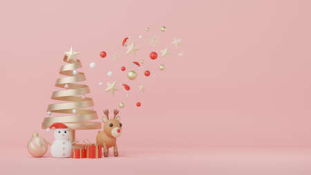 3d Display Podium for product and cosmetic presentation with Merry Christmas and Happy new year concept. Modern geometric. Platform for mock up and showing brand.の写真素材