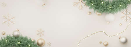 3d Banner Display for product and cosmetic presentation with Merry Christmas and Happy new year concept. Modern geometric. Platform for mock upの写真素材