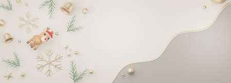 3d Banner Display for product and cosmetic presentation with Merry Christmas and Happy new year concept. Modern geometric. Platform for mock upの写真素材