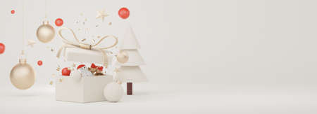 3d Display scene for product and cosmetic presentation with Merry Christmas and Happy new year concept. Modern geometric. Platform for mock up and showing brand.の写真素材