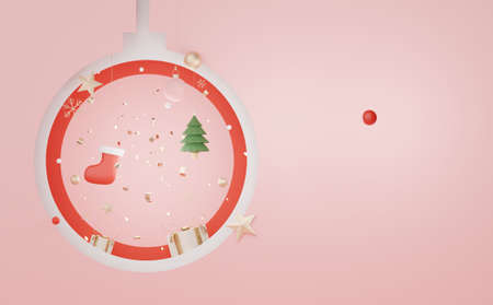 3d Display scene for product and cosmetic presentation with Merry Christmas and Happy new year concept. Modern geometric. Platform for mock up and showing brand.の写真素材