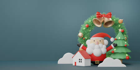 3d Display scene for product and cosmetic presentation with Merry Christmas and Happy new year concept. Modern geometric. Platform for mock up and showing brand.の写真素材