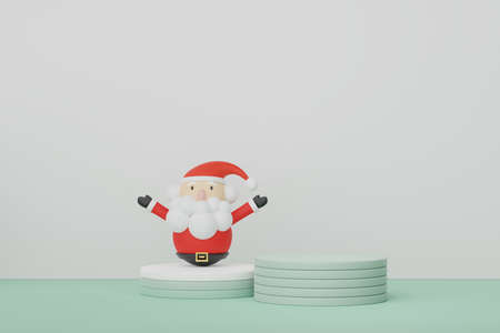 3d Display Podium for product and cosmetic presentation with Merry Christmas and Happy new year concept. Modern geometric. Platform for mock up and showing brand.の写真素材