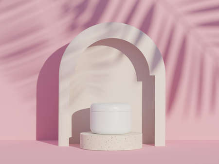 3d render of blank cosmetics skincare product or packaging for mock up. Terrazzo design. Beauty soap and spa concept. Lotion oil moisture for skin health. Premium and luxury design for branding.の写真素材