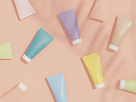 3d render of blank cosmetics skincare product or packaging for mock up. Terrazzo design. Beauty soap and spa concept. Lotion oil moisture for skin health. Premium and luxury design for branding.の写真素材