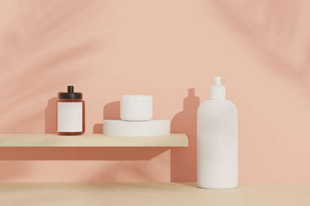 3d render of blank cosmetics skincare product or packaging for mock up. Terrazzo design. Beauty soap and spa concept. Lotion oil moisture for skin health. Premium and luxury design for branding.の写真素材