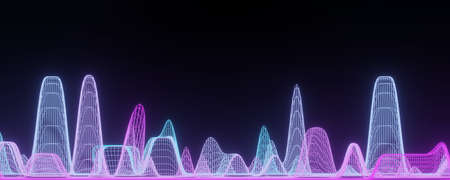 3d render of RGB neon light on darkness background. Abstract Laser lines show at night. Ultraviolet spectrum beam scene for mock up and web banner.の写真素材