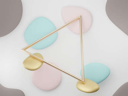 3d render of premium abstract geometric shapes and pastel luxury gravel on white background.の写真素材