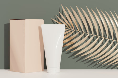 3d render of blank cosmetics skincare product or packaging for mock up. Terrazzo design. Beauty soap and spa concept. Lotion oil moisture for skin health. Premium and luxury design for branding.の写真素材