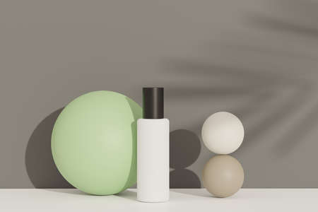 3d render of blank cosmetics skincare product or packaging for mock up. Beauty soap and spa concept. Lotion oil moisture for skin health. Premium and luxury design for branding.の写真素材