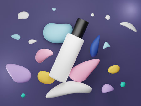 3d render of blank cosmetics skincare product or packaging for mock up. Beauty soap and spa concept. Lotion oil moisture for skin health. Premium and luxury design for branding.の写真素材