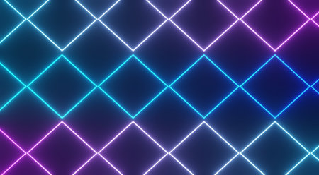 3d render of RGB neon light on darkness background. Abstract Laser lines show at night. Ultraviolet spectrum beam scene for mock up and web banner.の写真素材