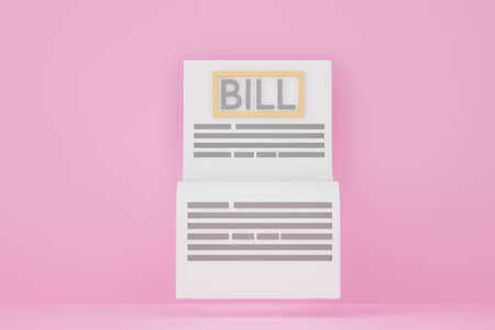3d render of minimal bill payment detail on pink background.の写真素材