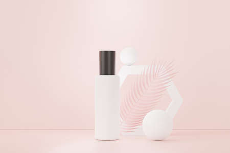 3d render of blank cosmetics skincare product or packaging for mock up. Beauty soap and spa concept. Lotion oil moisture for skin health. Premium and luxury design for branding.の写真素材