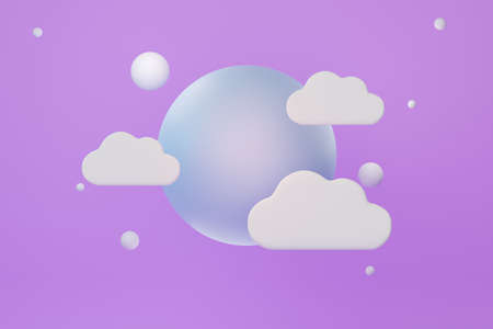 3d render of pastel ball, soaps bubbles, blobs that floating on the air isolated on pastel background. Abstract scene.の写真素材