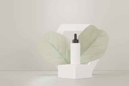 3d render of blank cosmetics skincare product or packaging for mock up. Beauty soap and spa concept. Lotion oil moisture for skin health. Premium and luxury design for branding.の写真素材