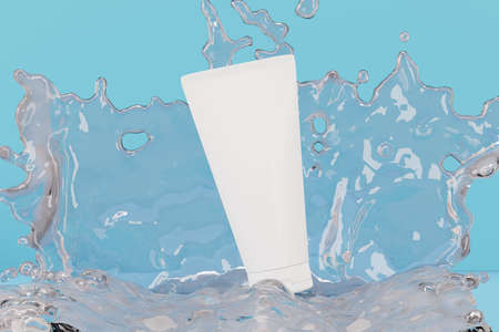 3d render of blank cosmetics skincare product or packaging for mock up. Beauty soap and spa concept. Lotion oil moisture for skin health. Premium and luxury design for branding.の写真素材