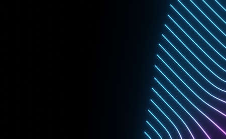 3d render of RGB neon light on darkness background. Abstract Laser lines show at night. Ultraviolet spectrum beam scene for mock up and web banner.の写真素材
