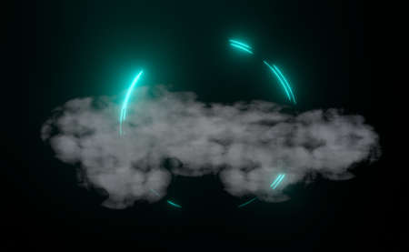 3d render of RGB neon light on darkness background. Abstract Laser lines show at night. Ultraviolet spectrum beam scene for mock up and web banner.の写真素材