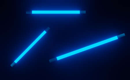 3d render of RGB neon light on darkness background. Abstract Laser lines show at night. Ultraviolet spectrum beam scene for mock up and web banner.の写真素材