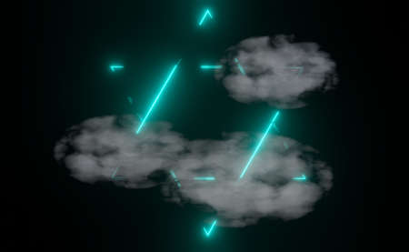 3d render of RGB neon light on darkness background. Abstract Laser lines show at night. Ultraviolet spectrum beam scene for mock up and web banner.の写真素材
