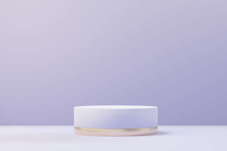 3d render of Beauty podium with Very Peri color of the year 2022 design for product presentation and advertising. Minimal pastel sky and Dreamy land scene. Romance concept.の写真素材