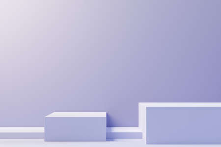 3d render of Beauty podium with Very Peri color of the year 2022 design for product presentation and advertising. Minimal pastel sky and Dreamy land scene. Romance concept.の写真素材