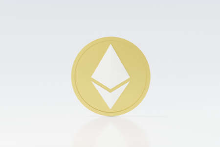 3d render stack of cryptocurrencies Ethereum or ETH. Cryptocurrency digital currency concept. New...