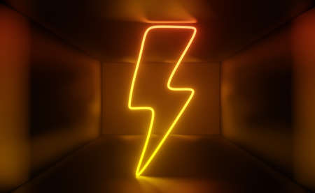 3d render of RGB neon light on darkness background. Abstract Laser lines show at night. Ultraviolet...