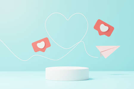 3d render minimal sweet scene with display podium for mock up and product brand presentation. Pink...