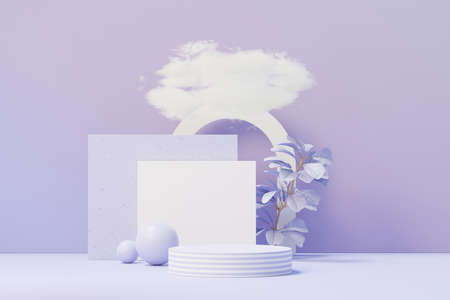 3d render of Beauty podium with Very Peri color of the year 2022 design for product presentation and...