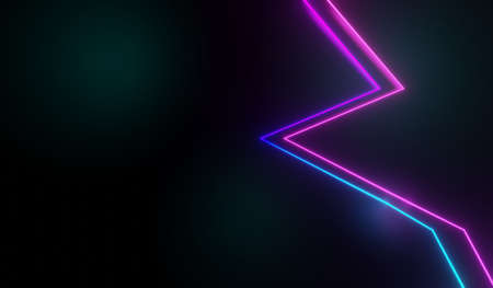 3d render of RGB neon light on darkness background. Abstract Laser lines show at night. Ultraviolet spectrum beam scene for mock up and web banner.の写真素材