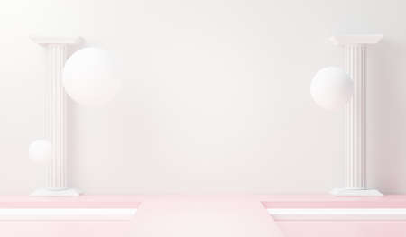 3d render abstract display podium platform for  product presentation and advertising. Minimal scene backdrop with clean design. Vacant pedestal for mock up. Empty stage with pastel color for cosmetic.の写真素材